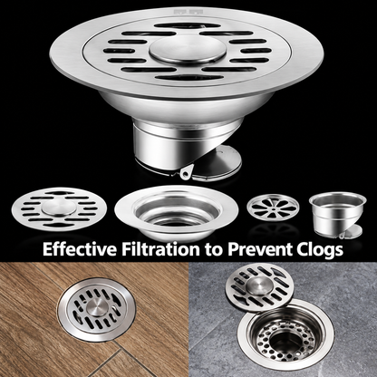 Stainless Steel Bathroom Floor Drain, Anti-odor, Insect Resistant, Puddle Prevention