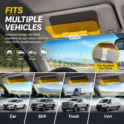 2-in-1 Car Sun Visor Extender – Adjustable Day & Night Anti-Glare Shield