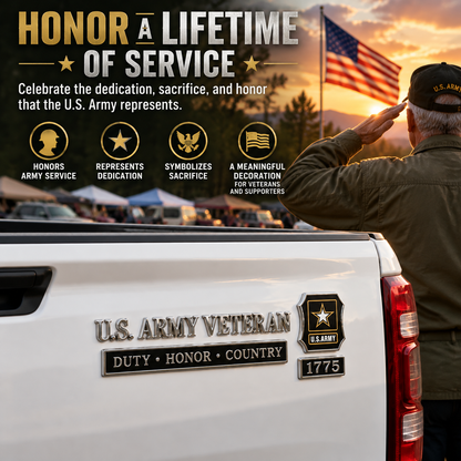 U.S. Army Veteran Metal Car Emblem Kit – 3D Chrome Badge Set