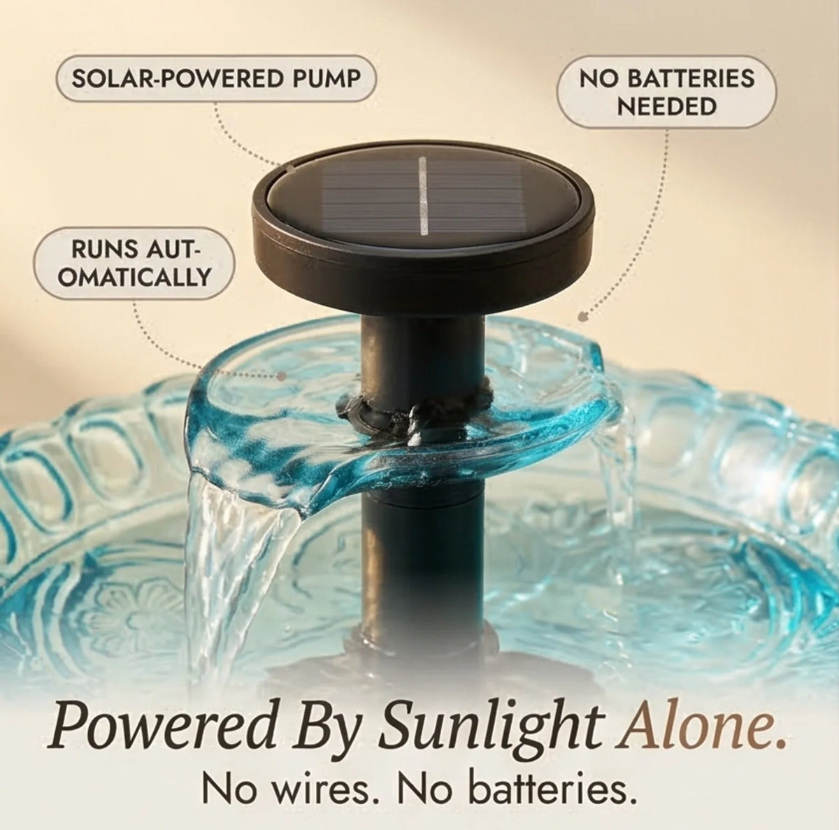 Solar Cascade Hanging Bird Bath Fountain