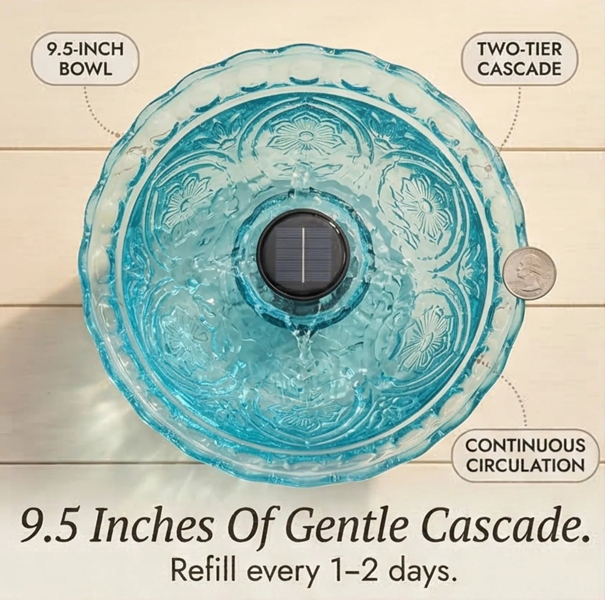 Solar Cascade Hanging Bird Bath Fountain
