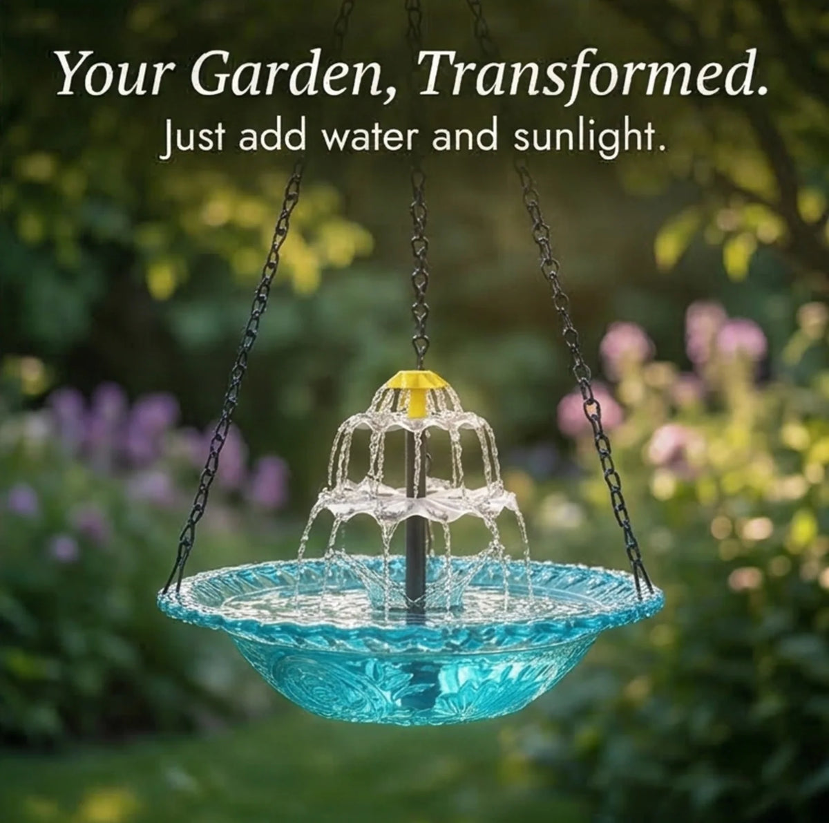 Solar Cascade Hanging Bird Bath Fountain