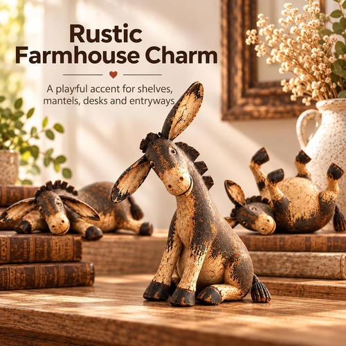 Funny Distressed Donkey Figurine for Farmhouse Decor