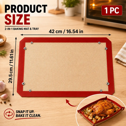 2-in-1 Reusable Nonstick Baking Mat & Roasting Tray