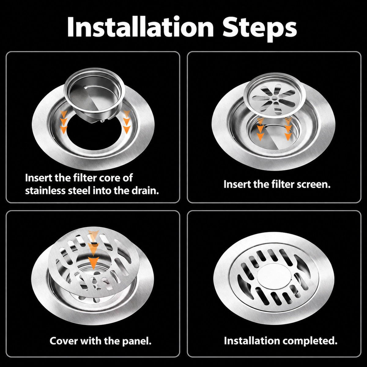 Stainless Steel Bathroom Floor Drain, Anti-odor, Insect Resistant, Puddle Prevention