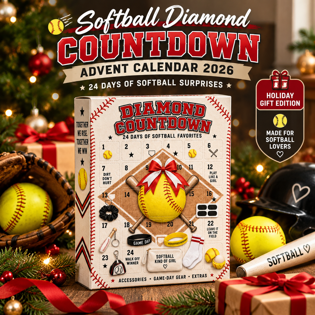 Softball Diamond Countdown Advent Calendar 2026