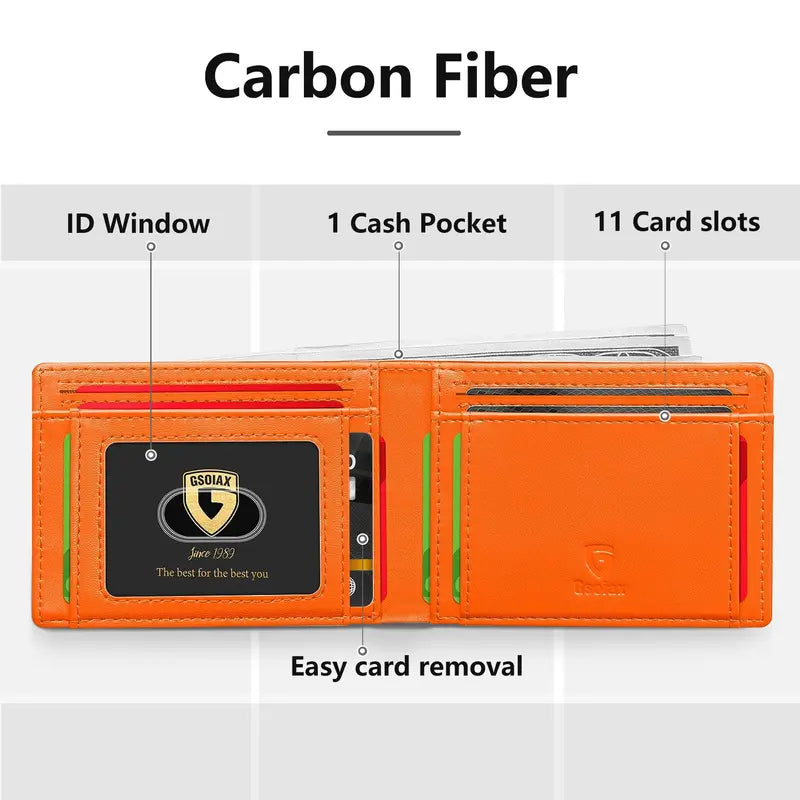 💴RFID Blocking Leather & Carbon Fiber Wallet