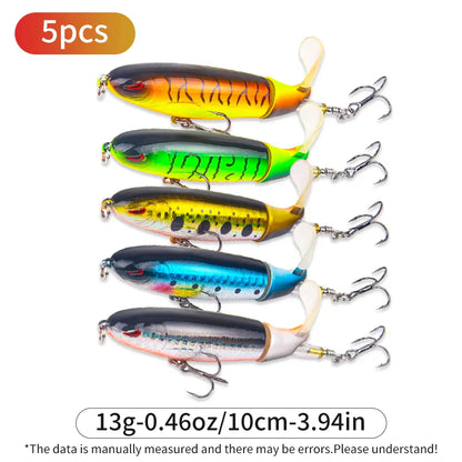 5/10 PCS Topwater Rotating Tail Fishing Lure – Loud Splash Prop Bait