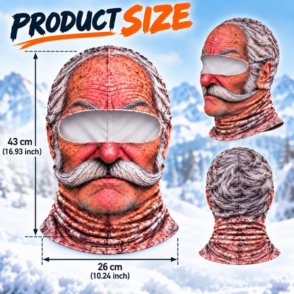 3D Realistic Old Man Face Mask with Hood|Funny Winter Skiing Costume Accessory