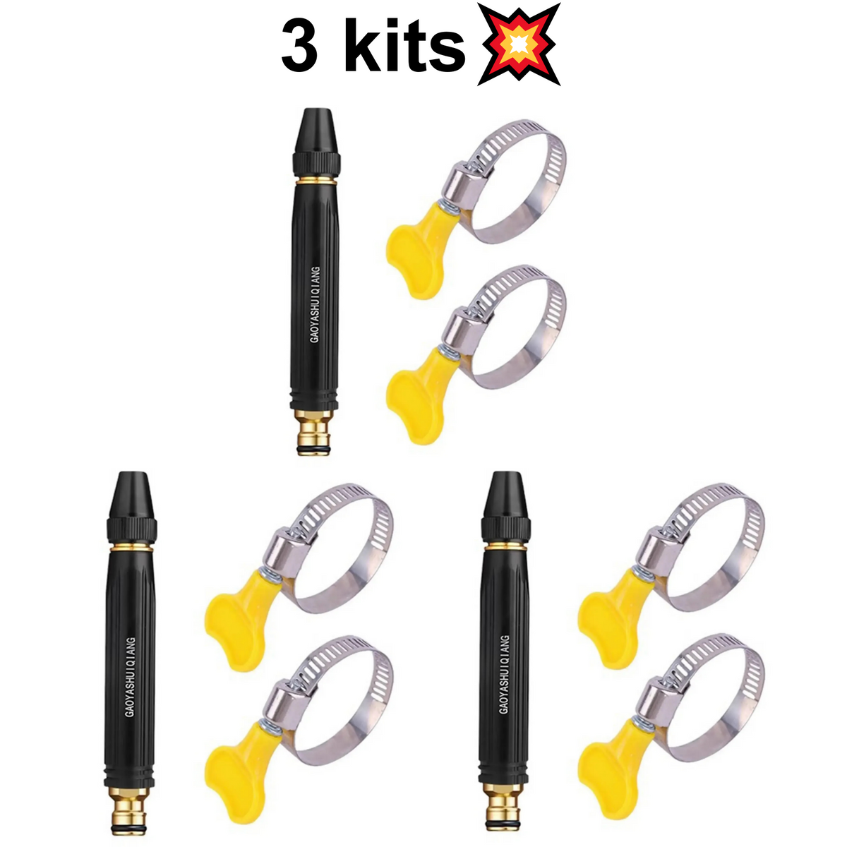 💦High Pressure Water Sprayer with Nozzle & Hose for Car Wash & Garden (3 kits)