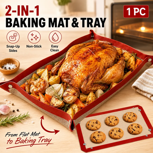 2-in-1 Reusable Nonstick Baking Mat & Roasting Tray