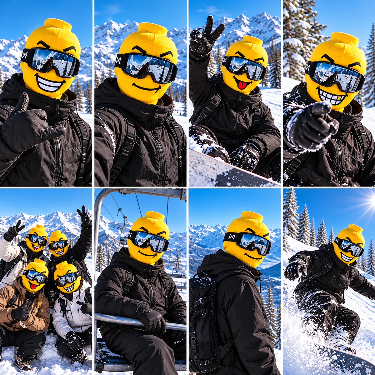 2026 Ski Mask Head -Yellow Balaclava Funny Face Mask