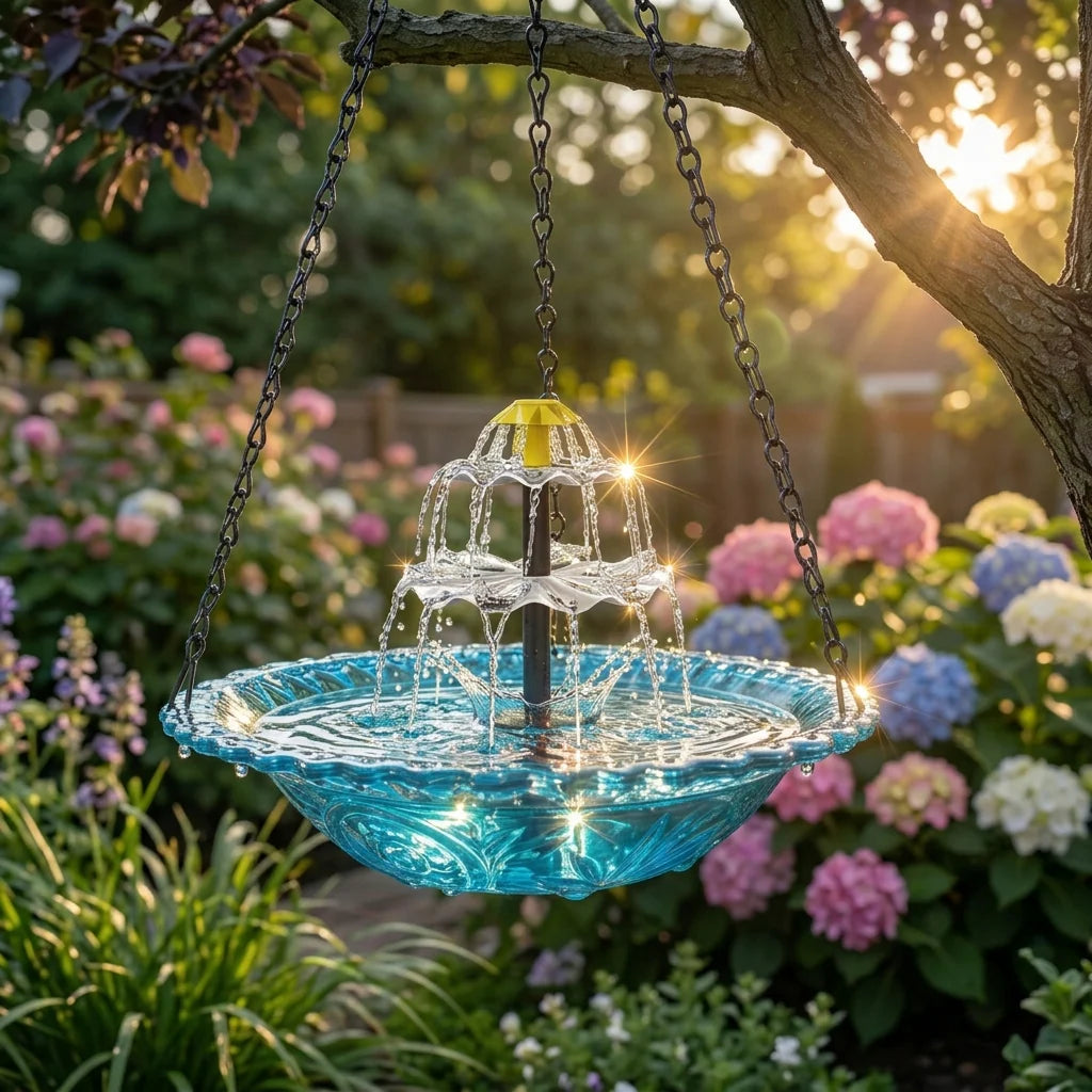 Solar Cascade Hanging Bird Bath Fountain