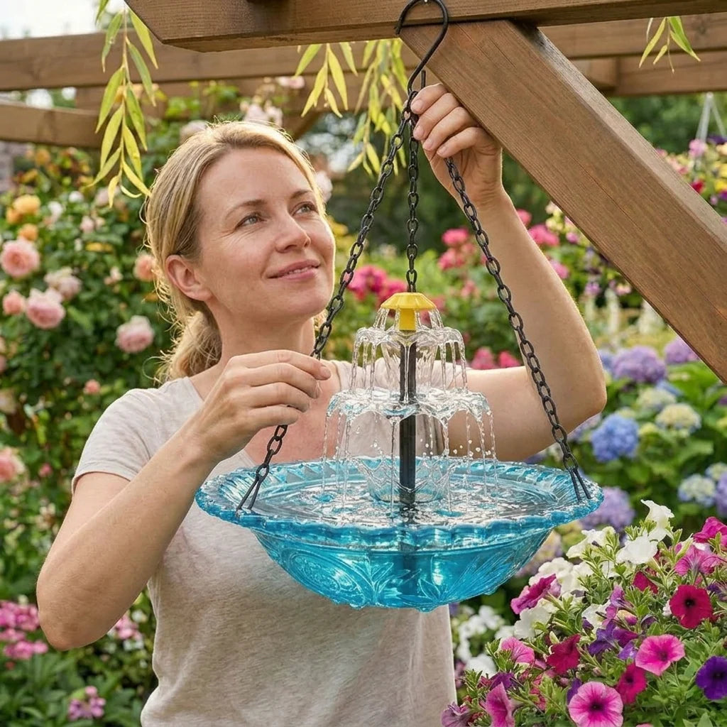 Solar Cascade Hanging Bird Bath Fountain
