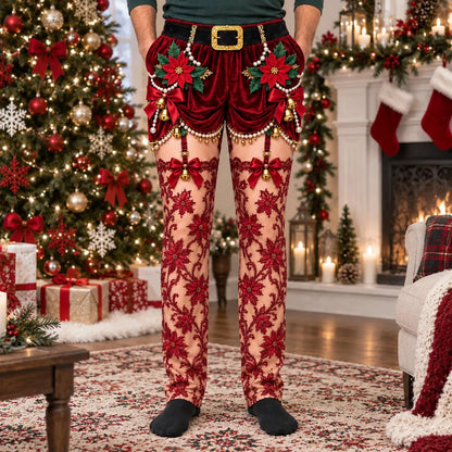 Funny Christmas Pajama Pants – Fake Underwear Optical Illusion