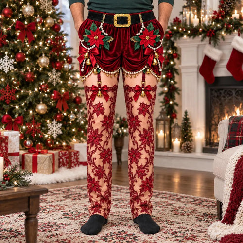 Funny Christmas Pajama Pants – Fake Underwear Optical Illusion