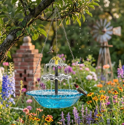 Solar Cascade Hanging Bird Bath Fountain