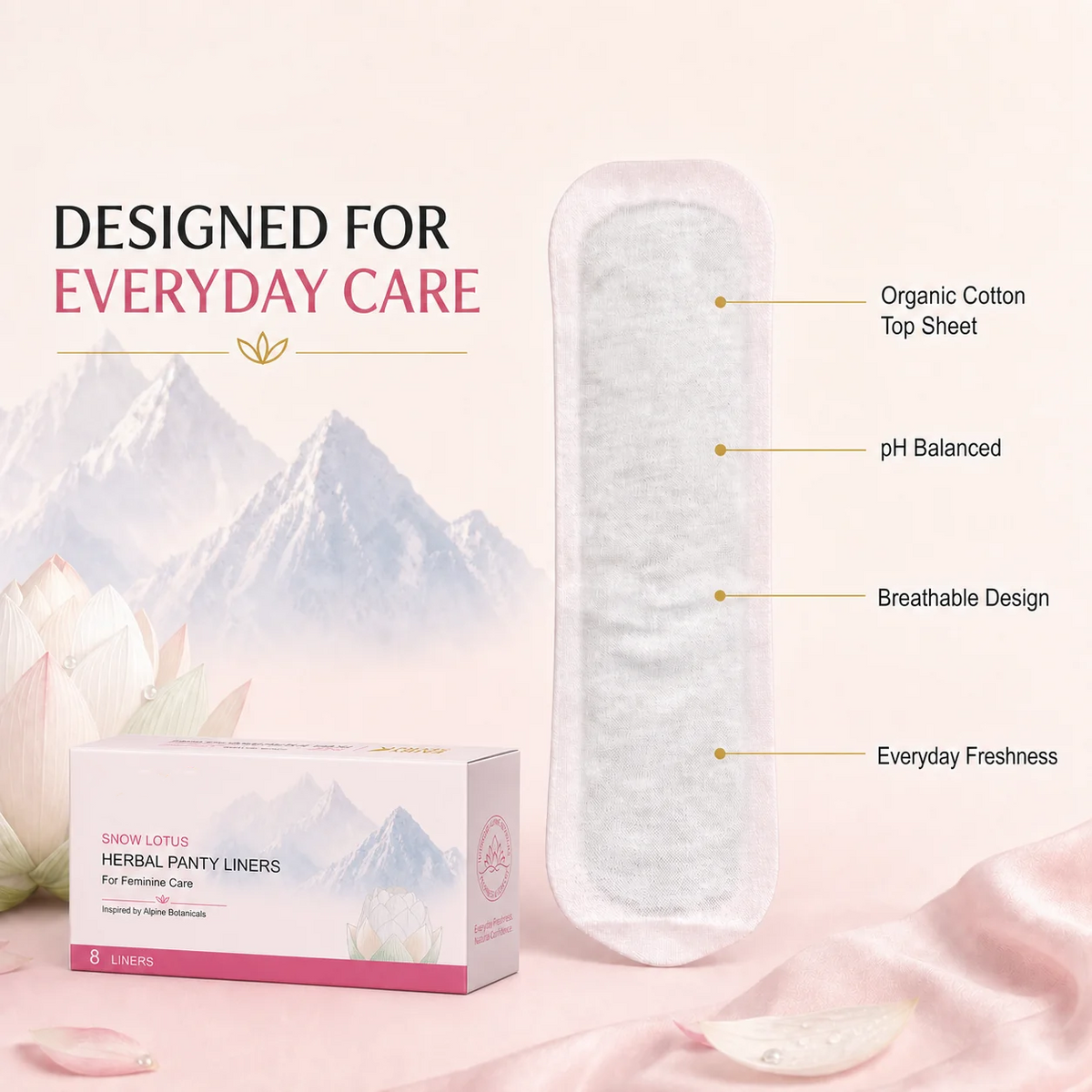 Snow Lotus Feminine Care Steam Pads – Daily Botanical Freshness (8 Count)