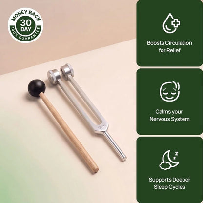 128Hz Healing Tuning Fork Set with Mallet & Pouch