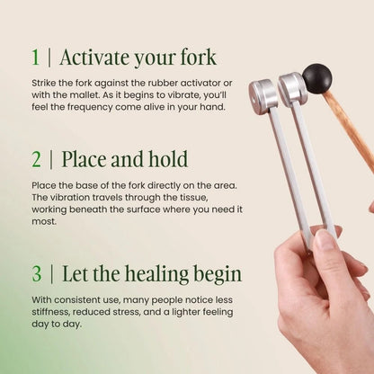 128Hz Healing Tuning Fork Set with Mallet & Pouch
