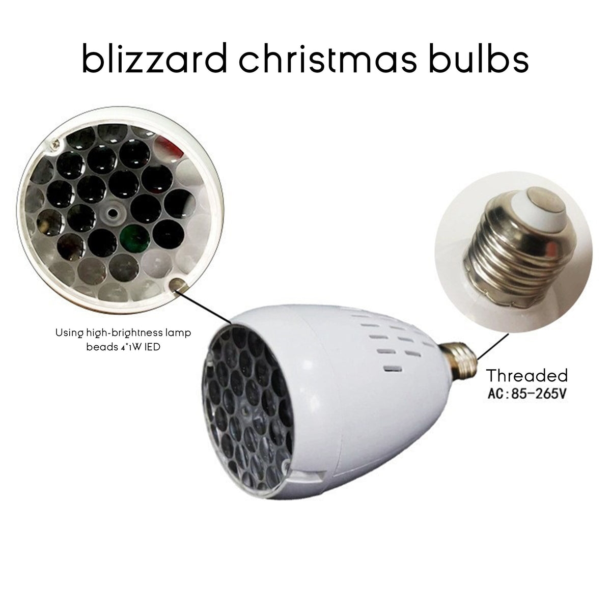 E27 Christmas Snowflake Projection Bulb – 16-Pattern Storm Projector Light