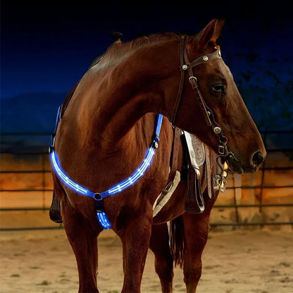 Adjustable LED Horse Breastplate – Rechargeable Night Visibility Harness