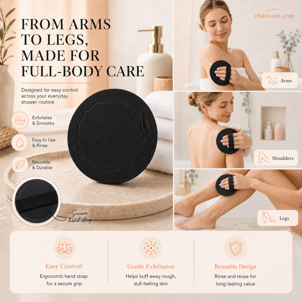 Exfoliating Scrub Bath Pads – Deep Exfoliation, Dead Skin Eraser, Reusable