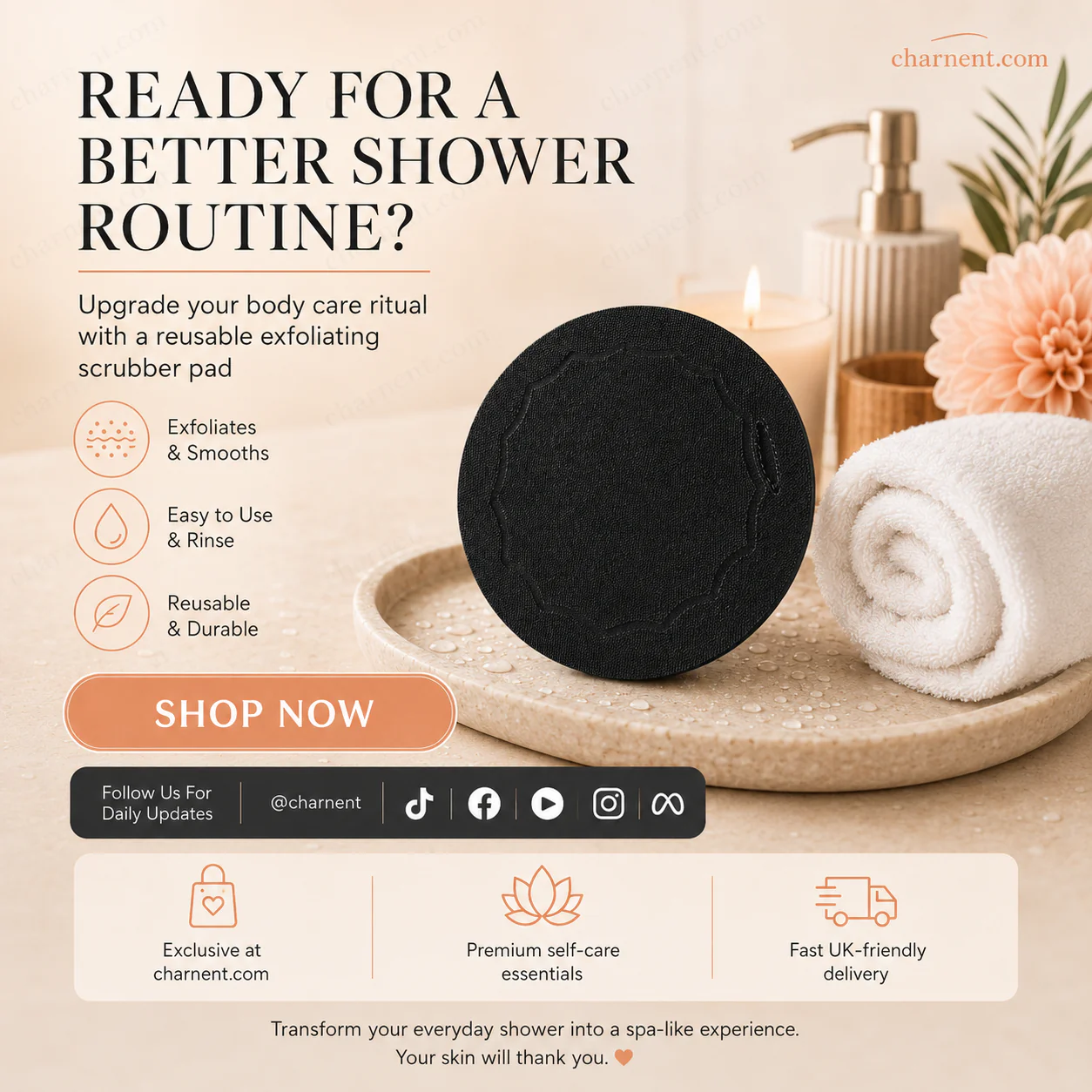 Exfoliating Scrub Bath Pads – Deep Exfoliation, Dead Skin Eraser, Reusable
