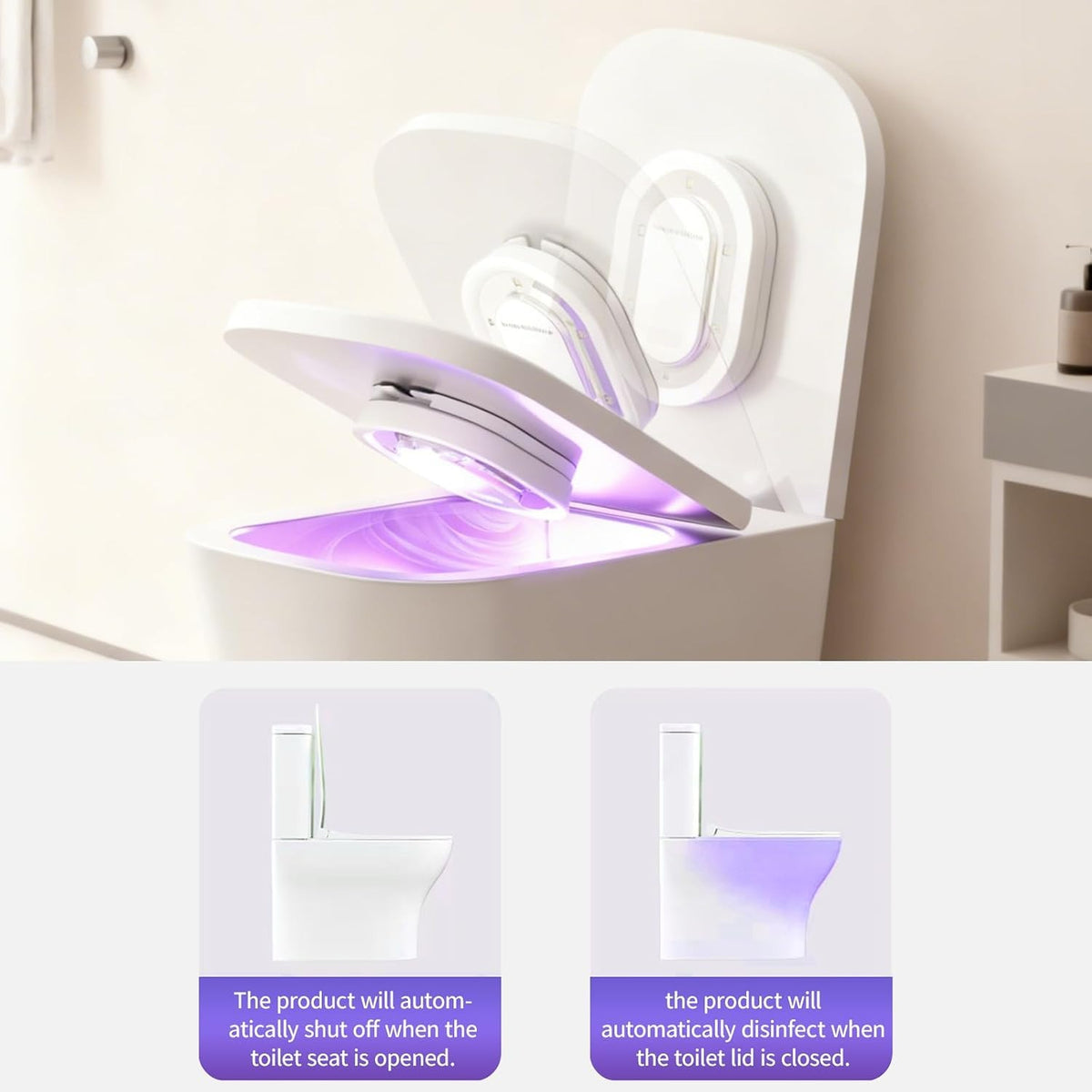 Smart UV-C Toilet Sanitizer Lamp – 180° Full Coverage & Odor Reducer