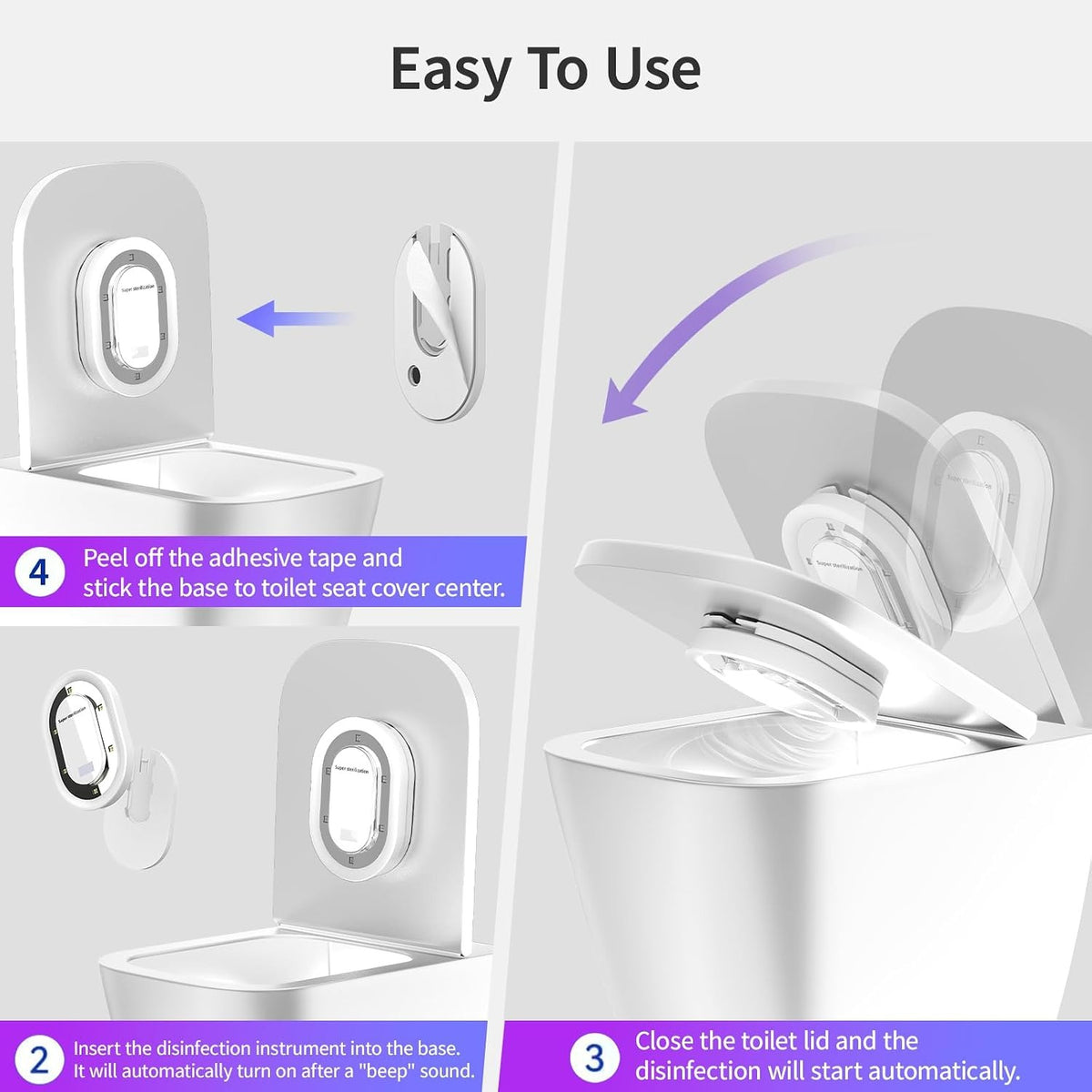 Smart UV-C Toilet Sanitizer Lamp – 180° Full Coverage & Odor Reducer