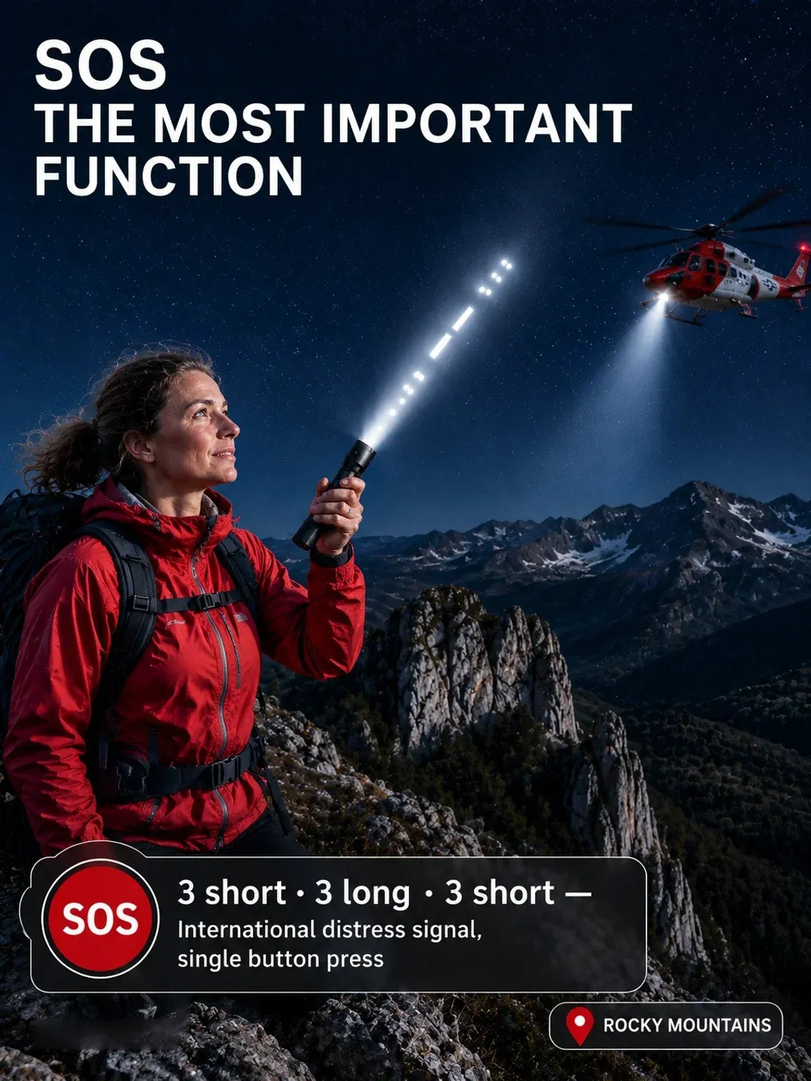 High Power Zoomable White Laser Flashlight – IP68 Military-Grade