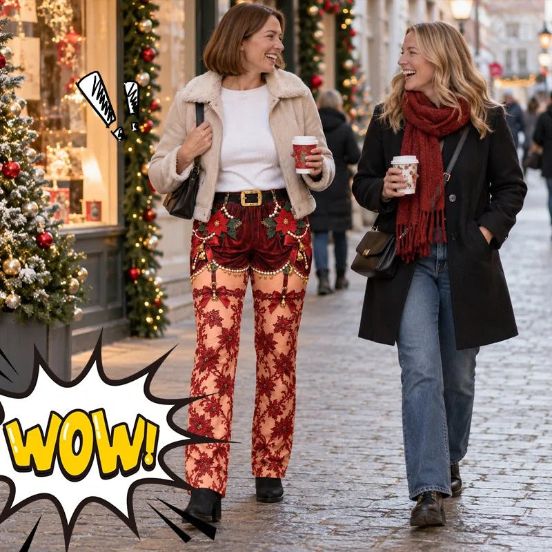 Funny Christmas Pajama Pants – Fake Underwear Optical Illusion