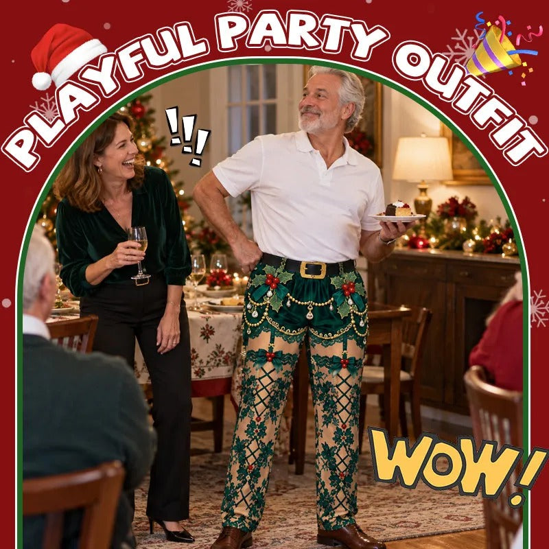 Funny Christmas Pajama Pants – Fake Underwear Optical Illusion