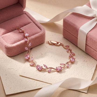 The Ethereal Romance Set – Pink Tulip Bracelet & Wing Pendant Necklace
