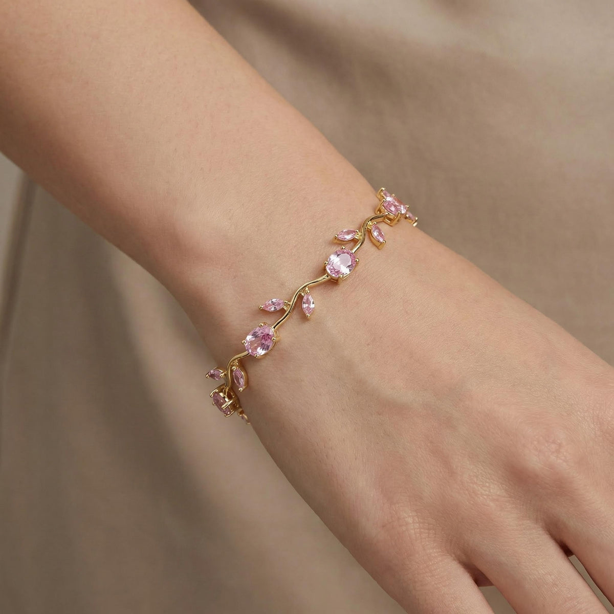 The Ethereal Romance Set – Pink Tulip Bracelet & Wing Pendant Necklace