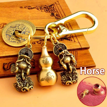 Chinese Pixiu Fortune Keychain – Brass Zodiac Protection Charm