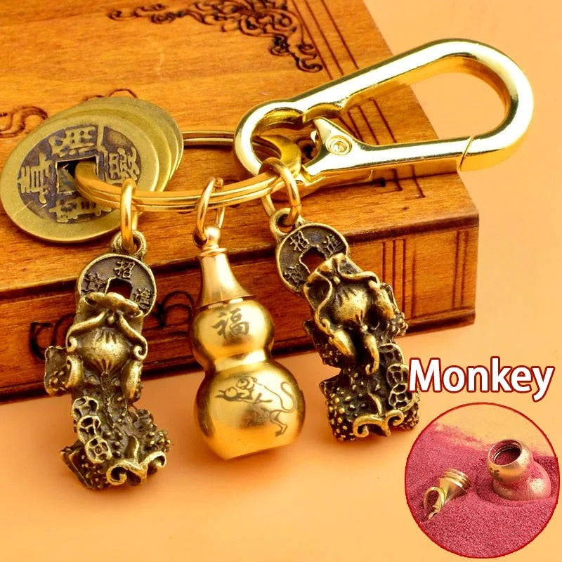 Chinese Pixiu Fortune Keychain – Brass Zodiac Protection Charm