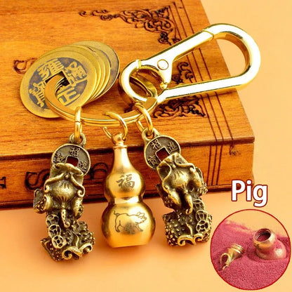 Chinese Pixiu Fortune Keychain – Brass Zodiac Protection Charm