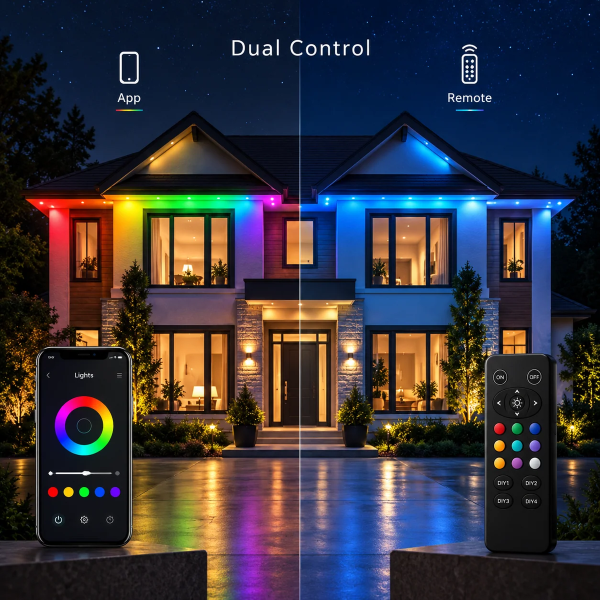 Smart Permanent Outdoor LED Lights with App Control & RGB Colors