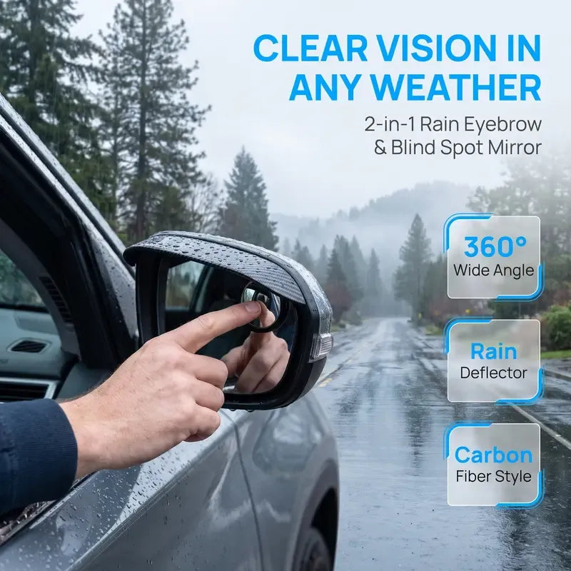2-in-1 Side Mirror Rain Visors with Blind Spot Mirrors