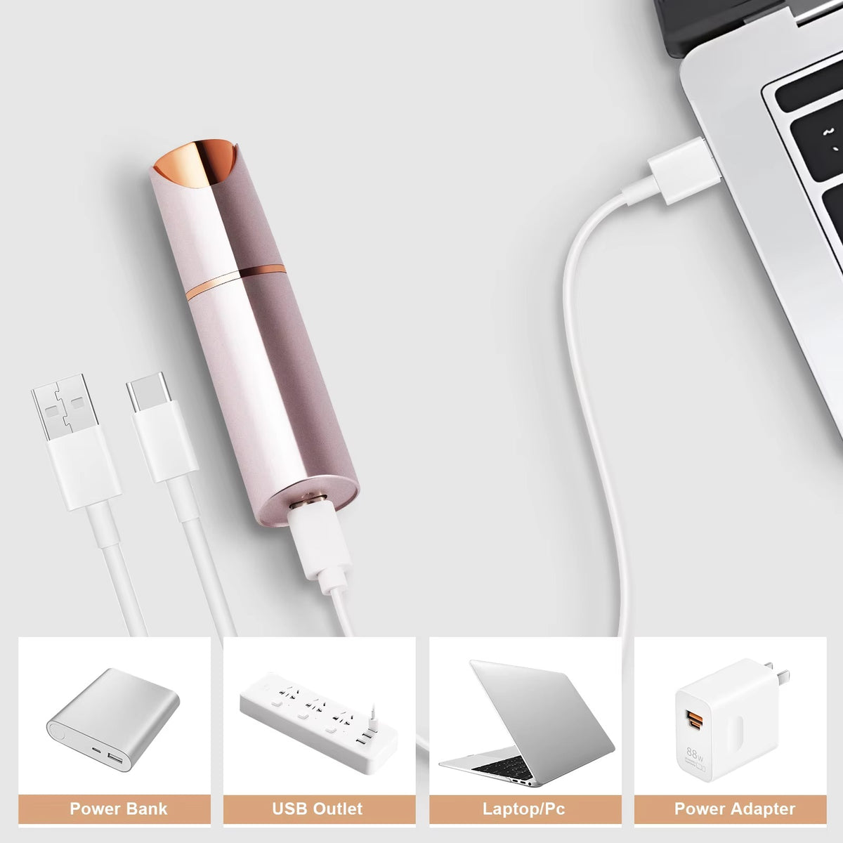 2-in-1 Facial Hair & Eyebrow Trimmer – USB Rechargeable