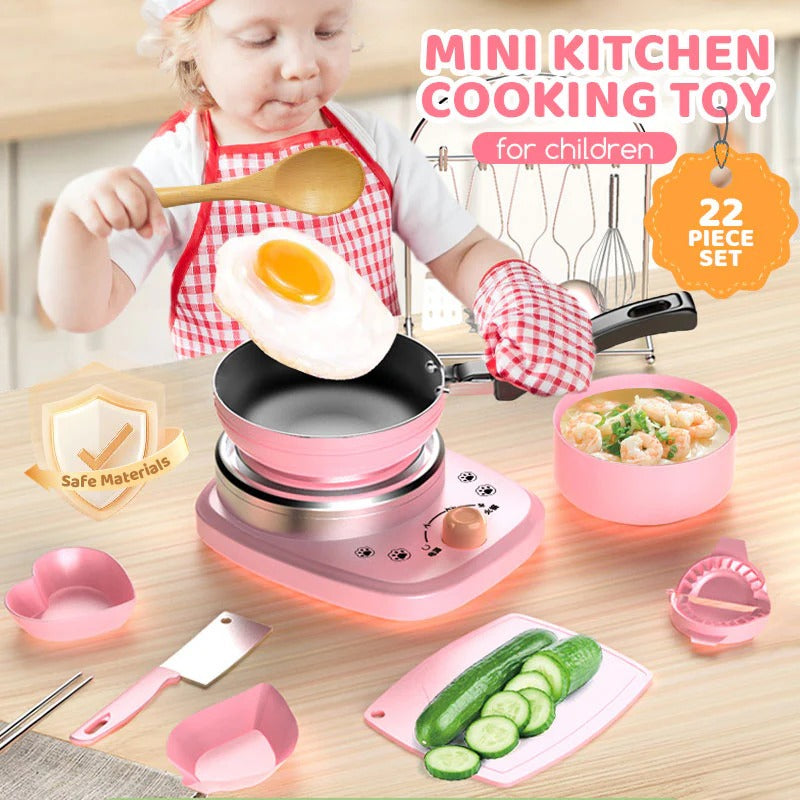 Kids Real Cooking Mini Kitchen Set – 22PCS Pretend Play Toy