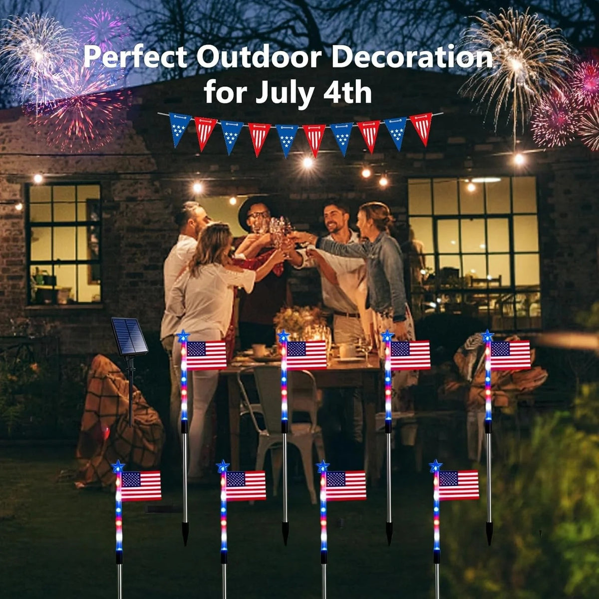 8-Piece Solar Flag Light Set – 8 Lighting Modes Patriotic Garden & Pathway Decor