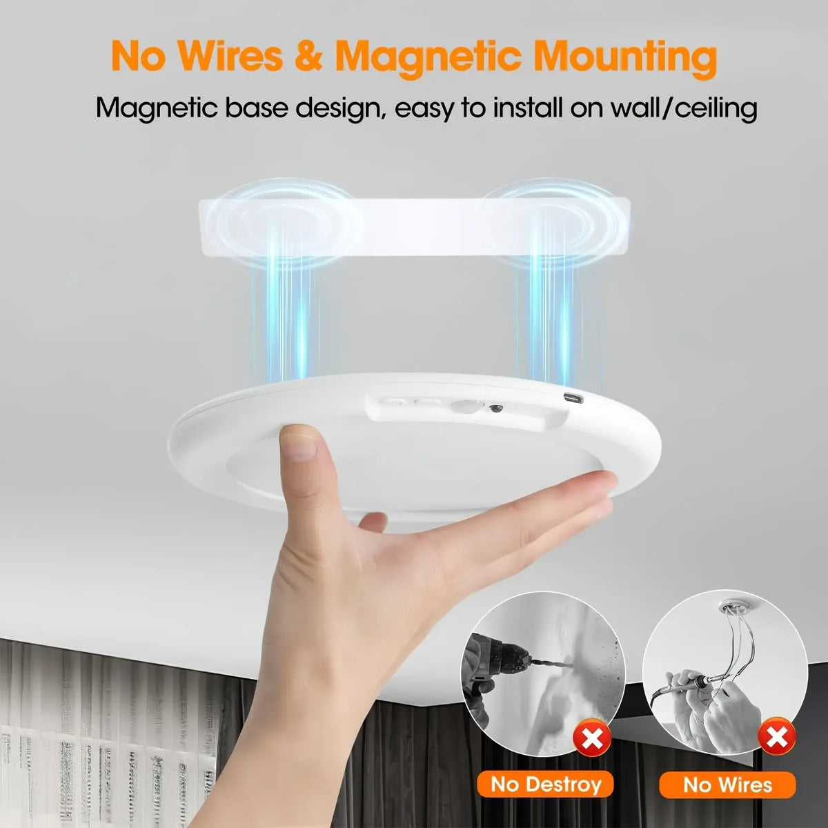 Motion Sensor Rechargeable Ceiling Light – Wireless Magnetic LED Light