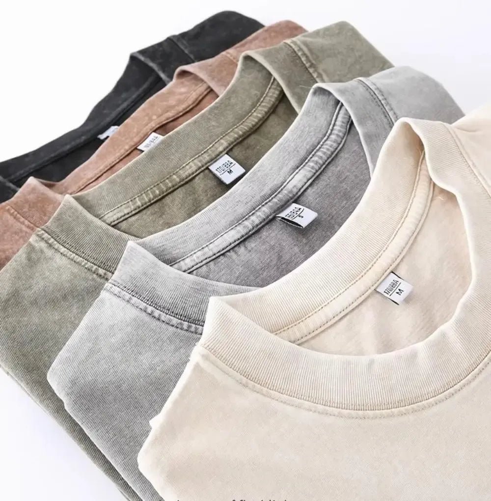 Men’s Oversized Vintage Washed T-Shirt (4pcs) – Loose Fit Cotton Tee