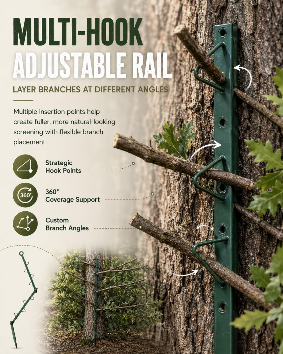 Portable Camouflage Branch Screening Stand for Tree Stands
