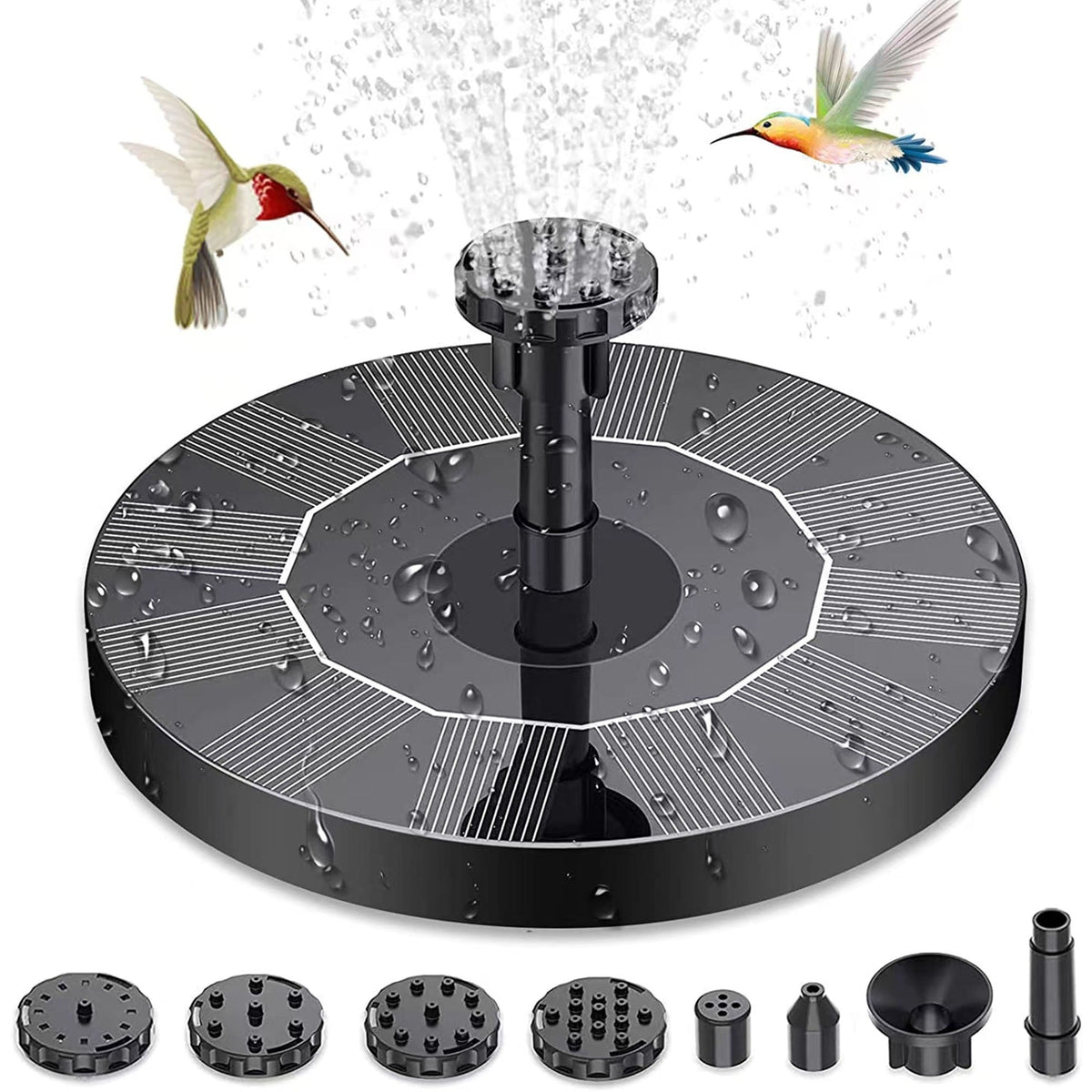 Solar Fountain Pump with 6 Nozzles – Floating Garden Water Feature