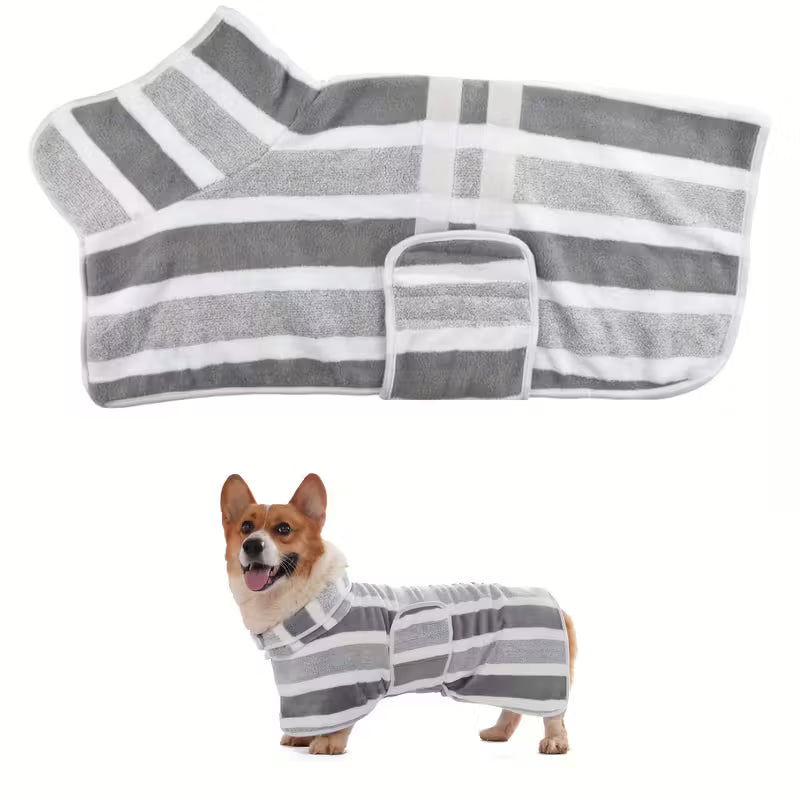 Quick-Dry Dog Bathrobe – Super Absorbent Adjustable Pet Towel Coat