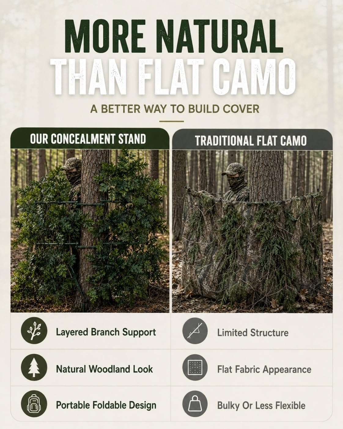 Portable Camouflage Branch Screening Stand for Tree Stands