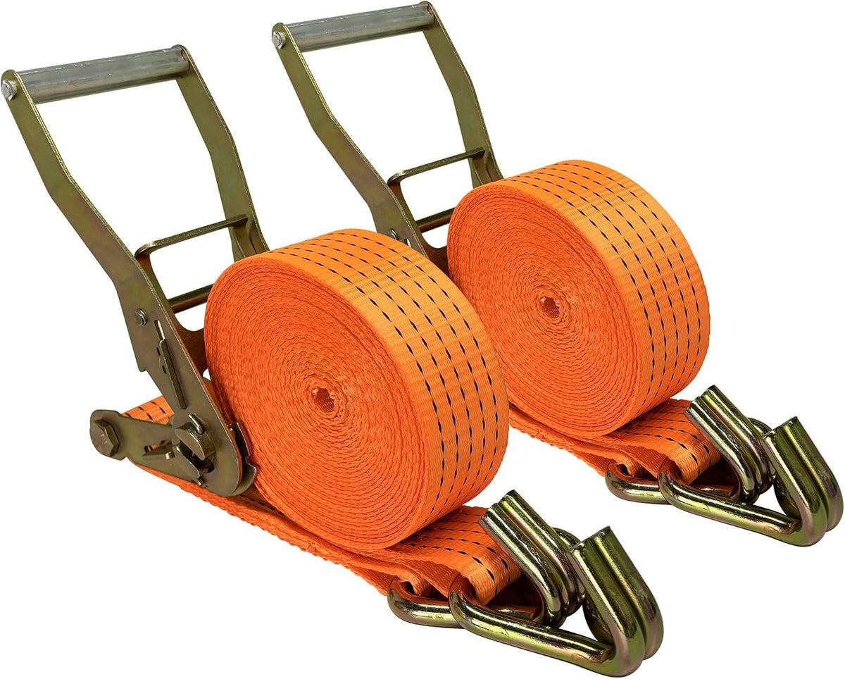 2-Pack Heavy Duty Ratchet Tie Down Straps, 10,000 LBS Cargo Straps